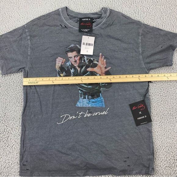 Forever 21 x Elvis Presley Grey Distressed Short Sleeve Limited Edition Size: S - Picture 3 of 14